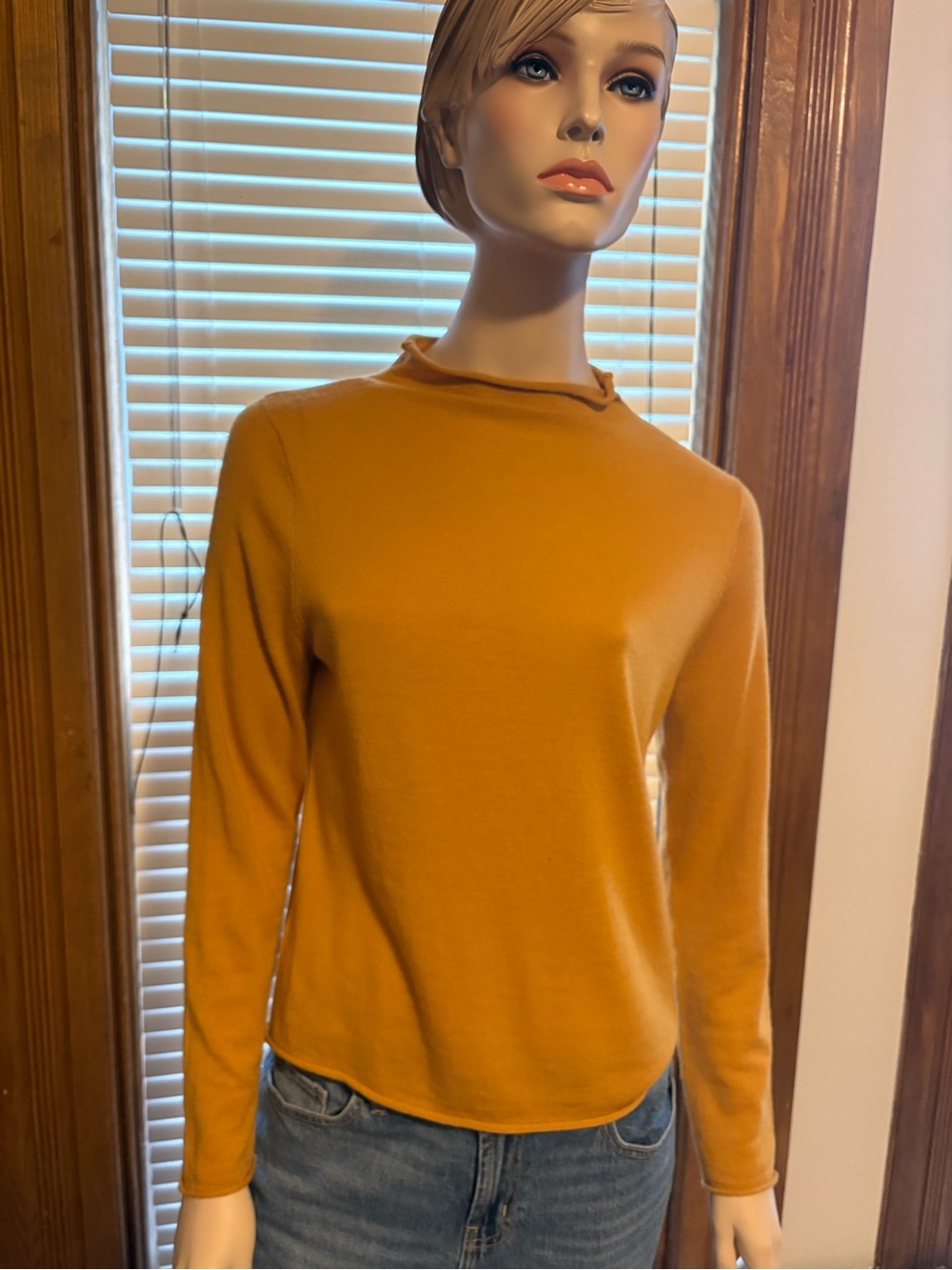 Nicole Miller Mustard Long-Sleeve Crewneck Top